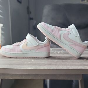 Nike Kids Pink and White Velcro Sneakers